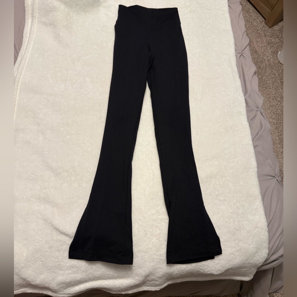 FIVE DanceWear Black Leggings, Split Hem Flare - Youth Large